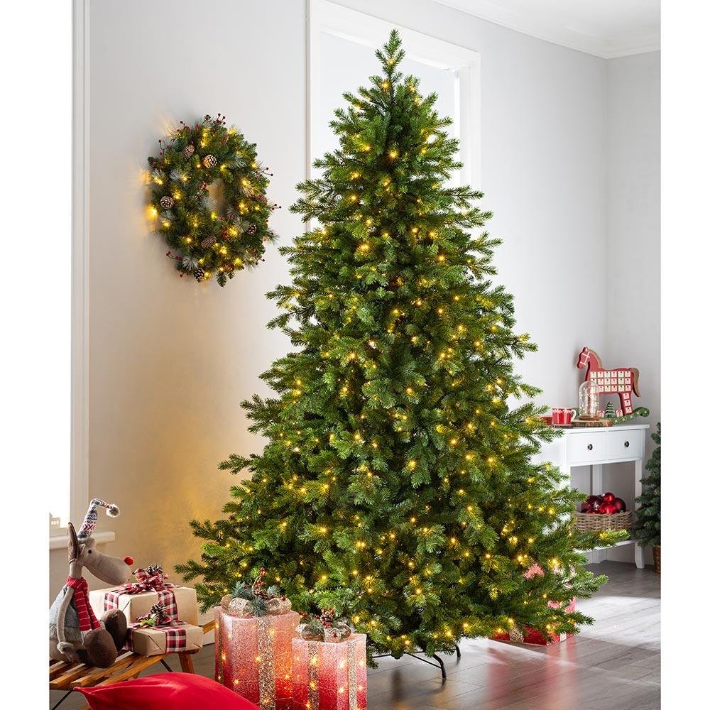 8ft Pre-Lit Balsam Fir Christmas Tree with LED Lights