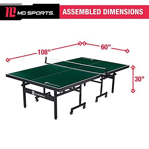 2-Piece 18mm Table Tennis Table, Green & White