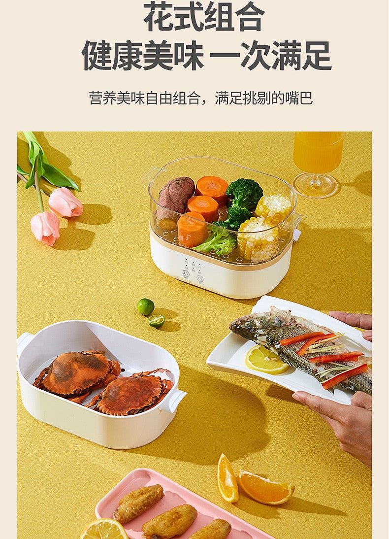 2L Kitchen Steamer Electric Cooking Commercial Cabinet Rice Dumplings Steam Pan Food Warmer