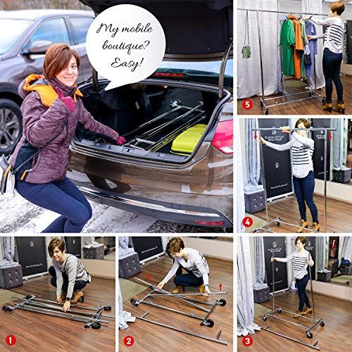 Adjustable Garment Rack Length 4-6ft, Height 4,7-5,5ft, with Chromed Steel