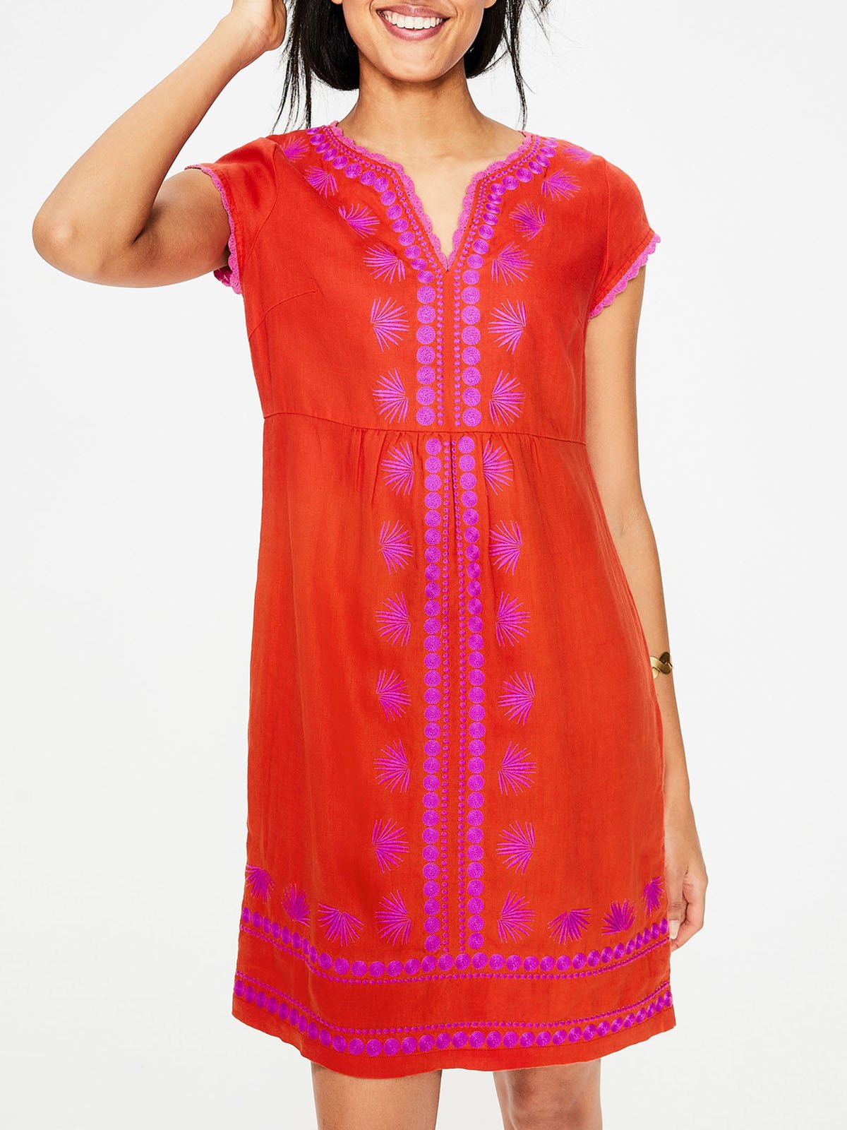 Printed/dyed V Neck Short Sleeve Dresses