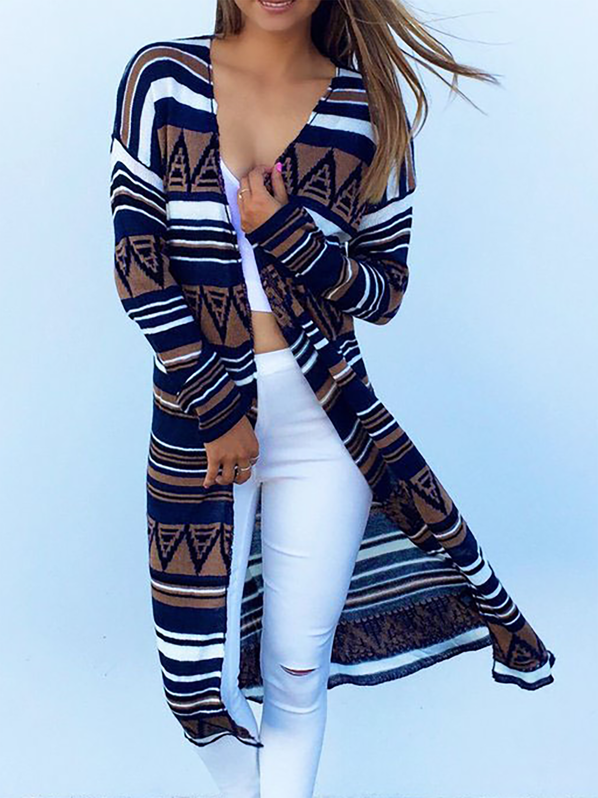 Cotton Geometric Casual Blazer