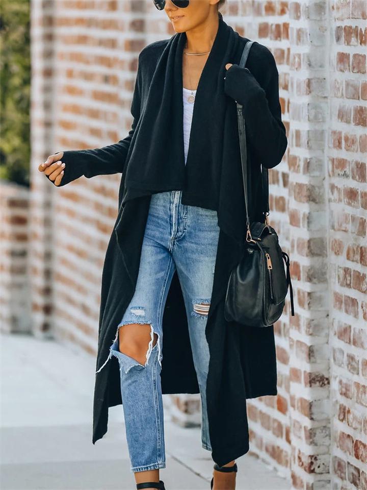 Temperament Solid Color Knitted Stylish Coat