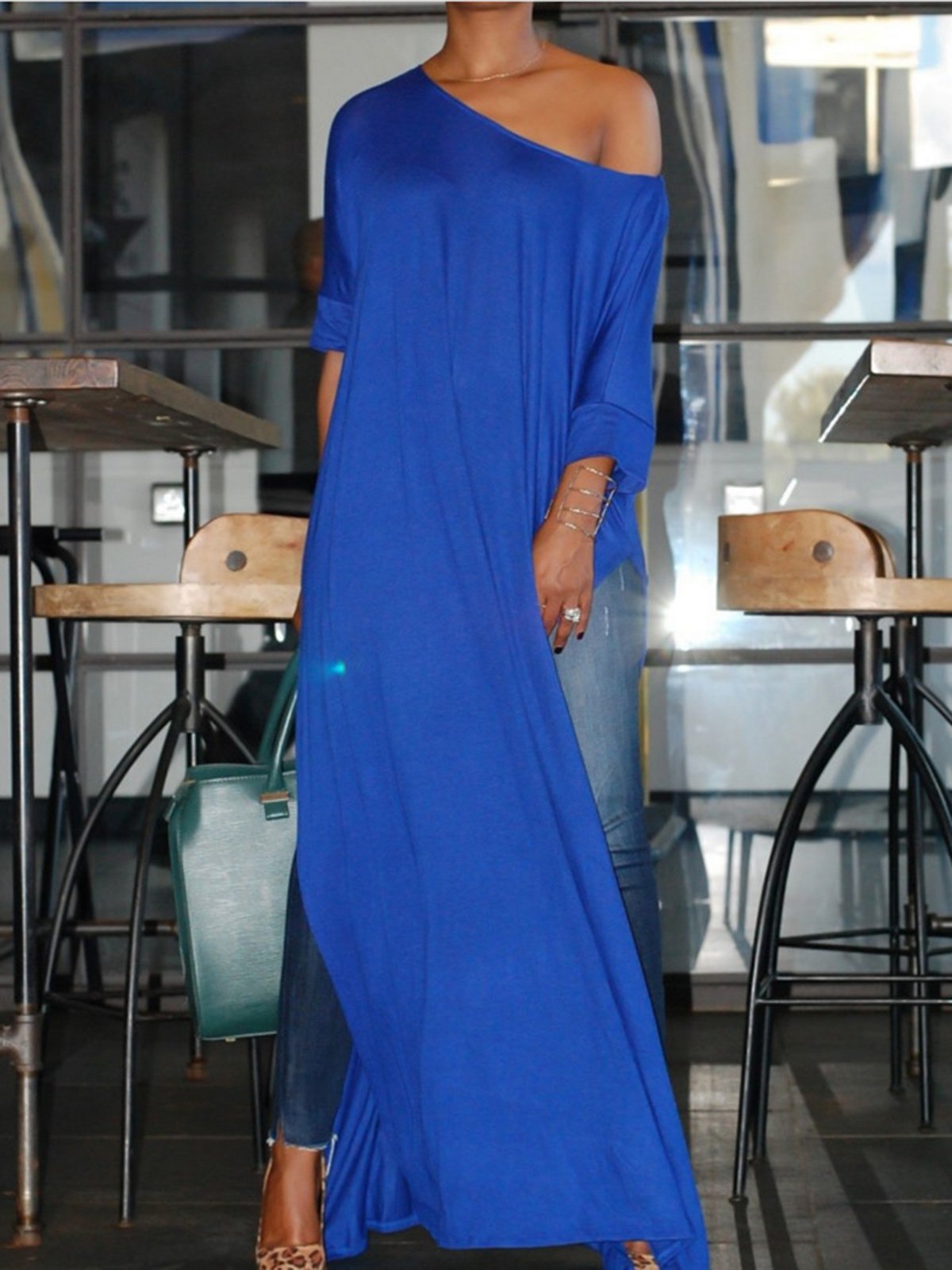 Women Half Sleeve Crew Neck Slit T-Shirt