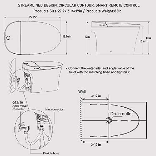 Control, Modern Toilets One Piece with Temperature Controlled Wash