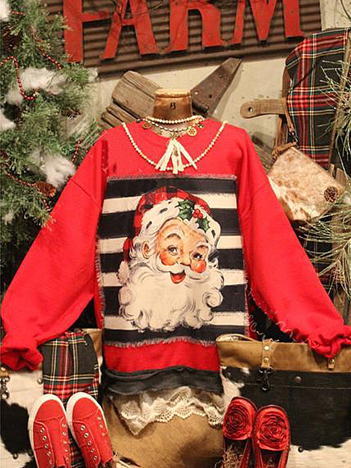 Christmas loose long sleeve printed sweatshirt