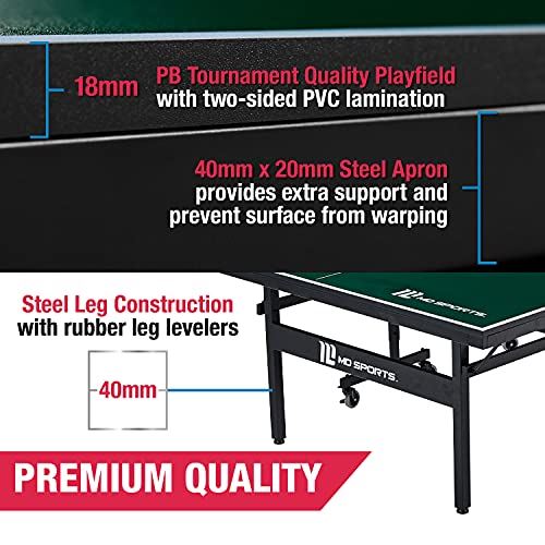 2-Piece 18mm Table Tennis Table, Green & White