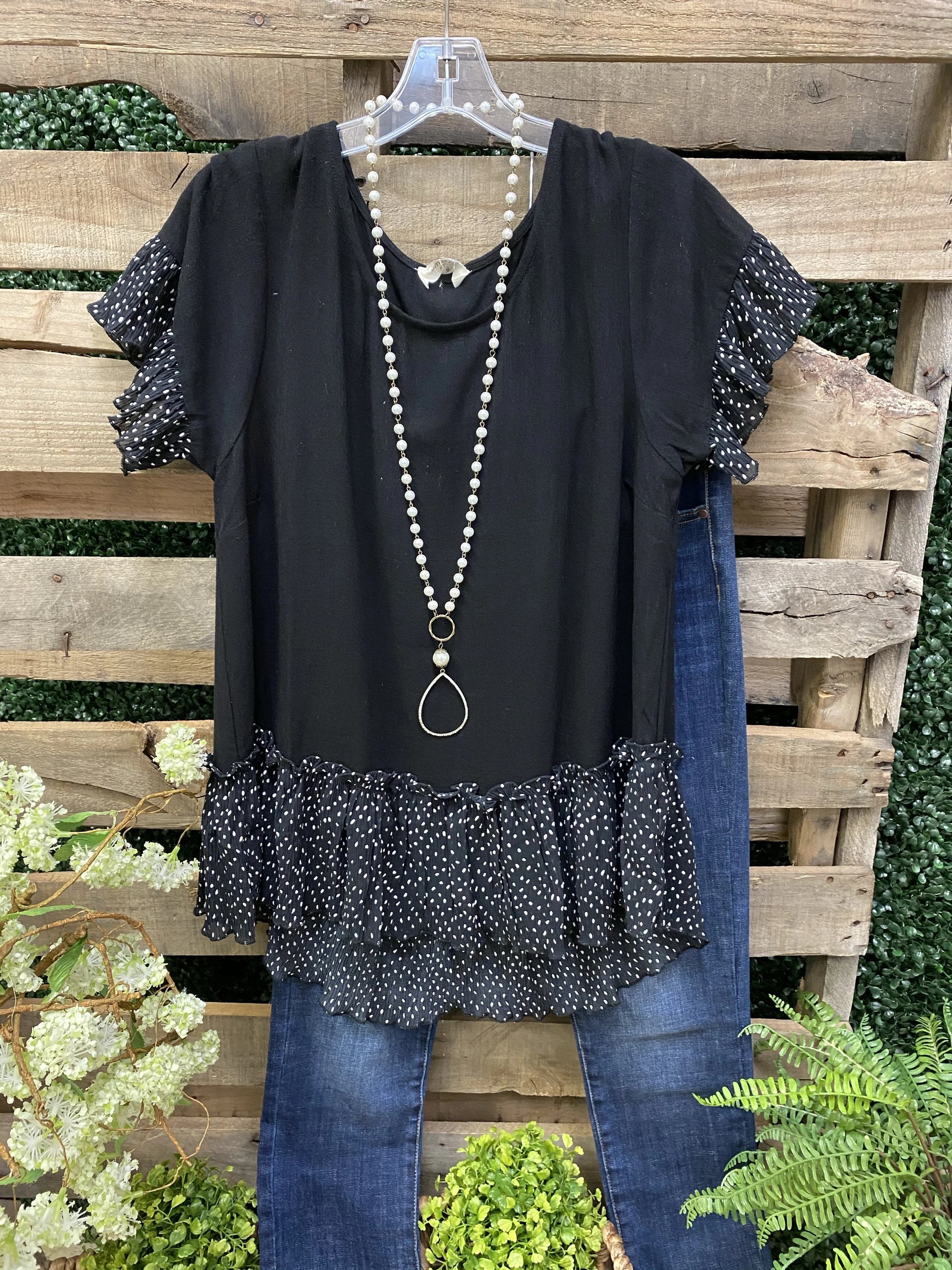 Vintage Short Sleeve Polka Dots Shirts & Tops