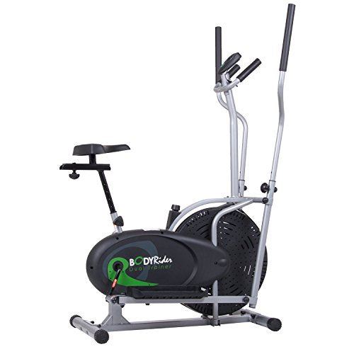 Body Rider Elliptical Trainer and Exercise Bike with Seat and Easy Computer-  Black & Grey