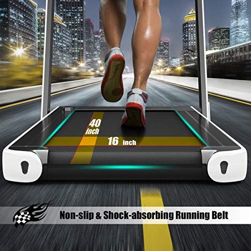 Goplus 2 in 1 Folding Treadmill with Dual Display, 2.25HP Superfit Under Desk Electric Pad Treadmill, White