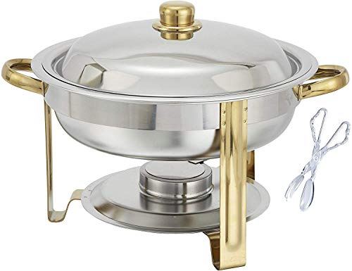 Chafers and Buffet Warmers Sets �C 4 Quart Food Warmer with Gold Accents