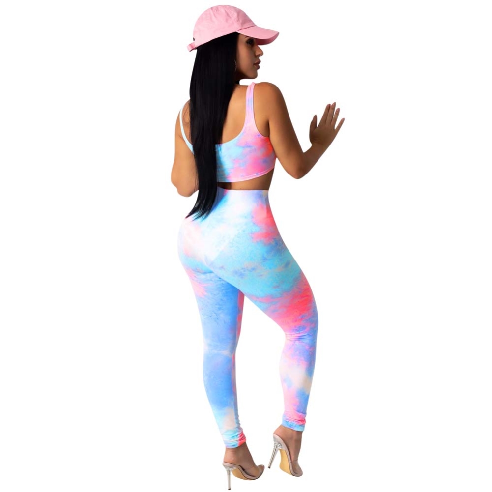 Sexy Tie Dye Crop Top and Legging Set
