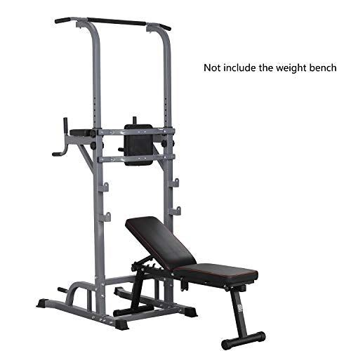 ZENOVA Power Tower Pull Up Dip Station Height Adjustable- Pull Up Station Tower, Gray