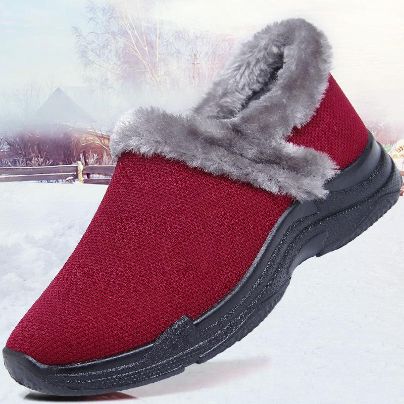 Women Athletic Thicken Mesh Fabric Slip on Boots Winter Warm Snow Booties