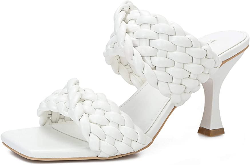 Women’s Stiletto Mules Sandals Slip On Square Open Toe