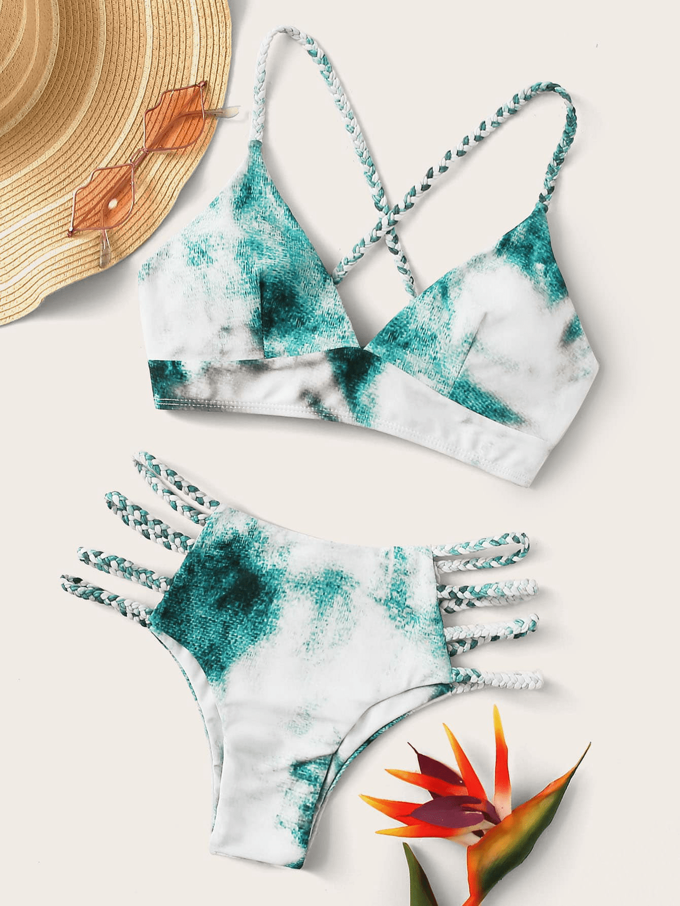 Tie Dye Braided Strap Bikini