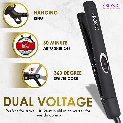 Infrared Flat Iron with Digital Temperature Control Smooths, Styles All Hair