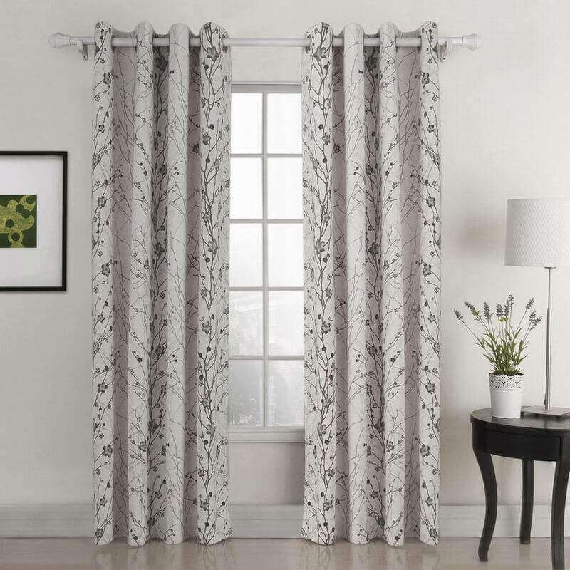Nickel Grommet Plum Blossom Polyester Blackout Lined Curtain Drape Sofitel