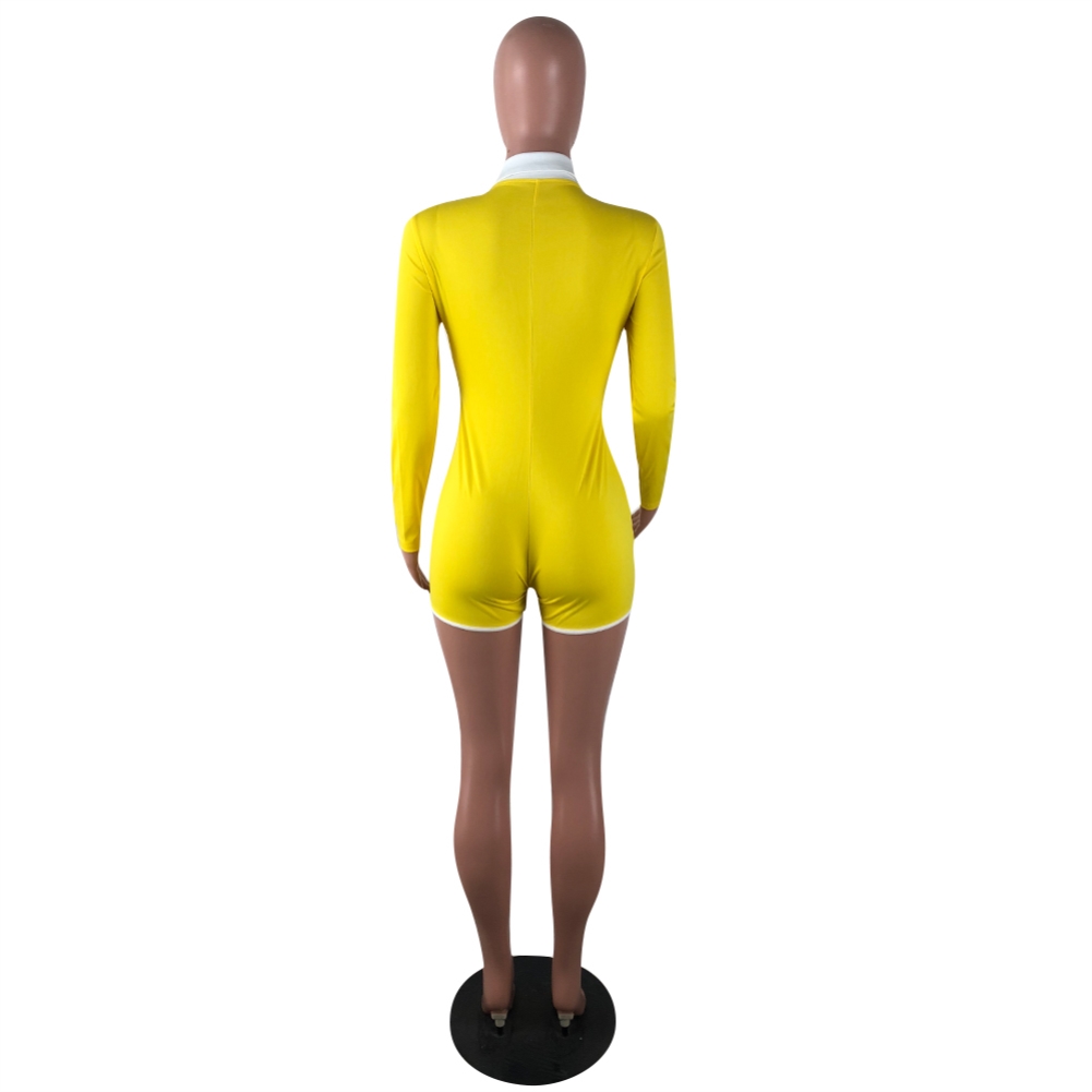 Sports Zipper Up Long Sleeve Bodycon Rompers