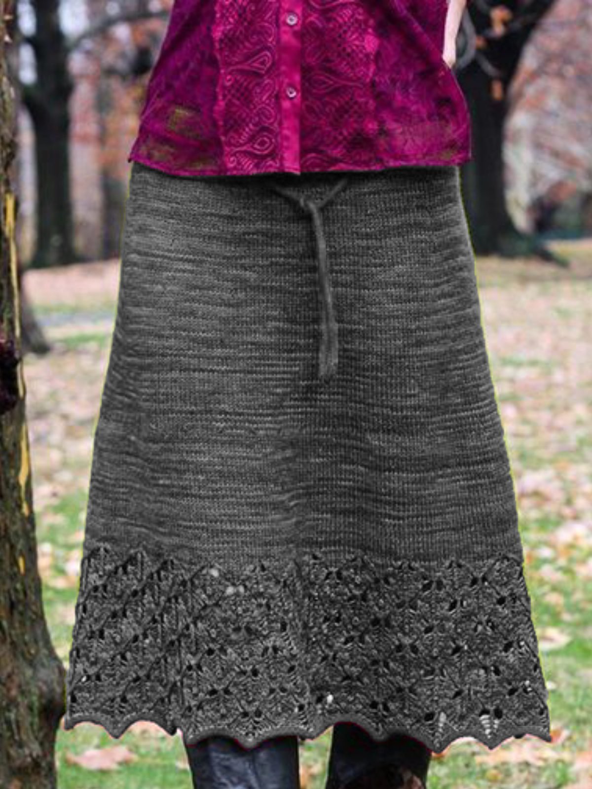 Cotton-Blend Casual Plus Size Skirts