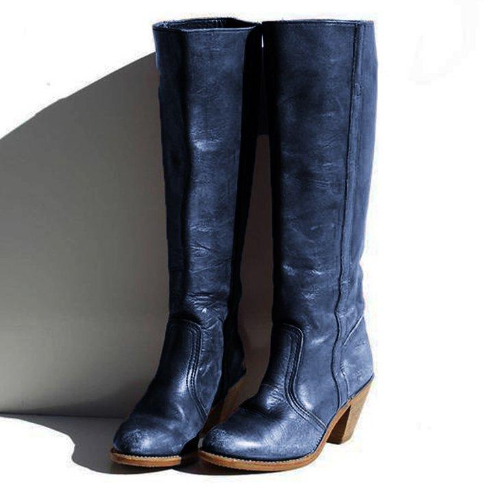 Women Round Toe Chunky Heel Boots