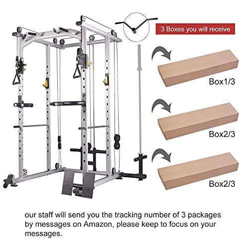 Mikolo Multi-Function Power Cage, 1400 lbs Commercial Weight Cage with Cable Crossover Machine, J-Hooks, Landmine