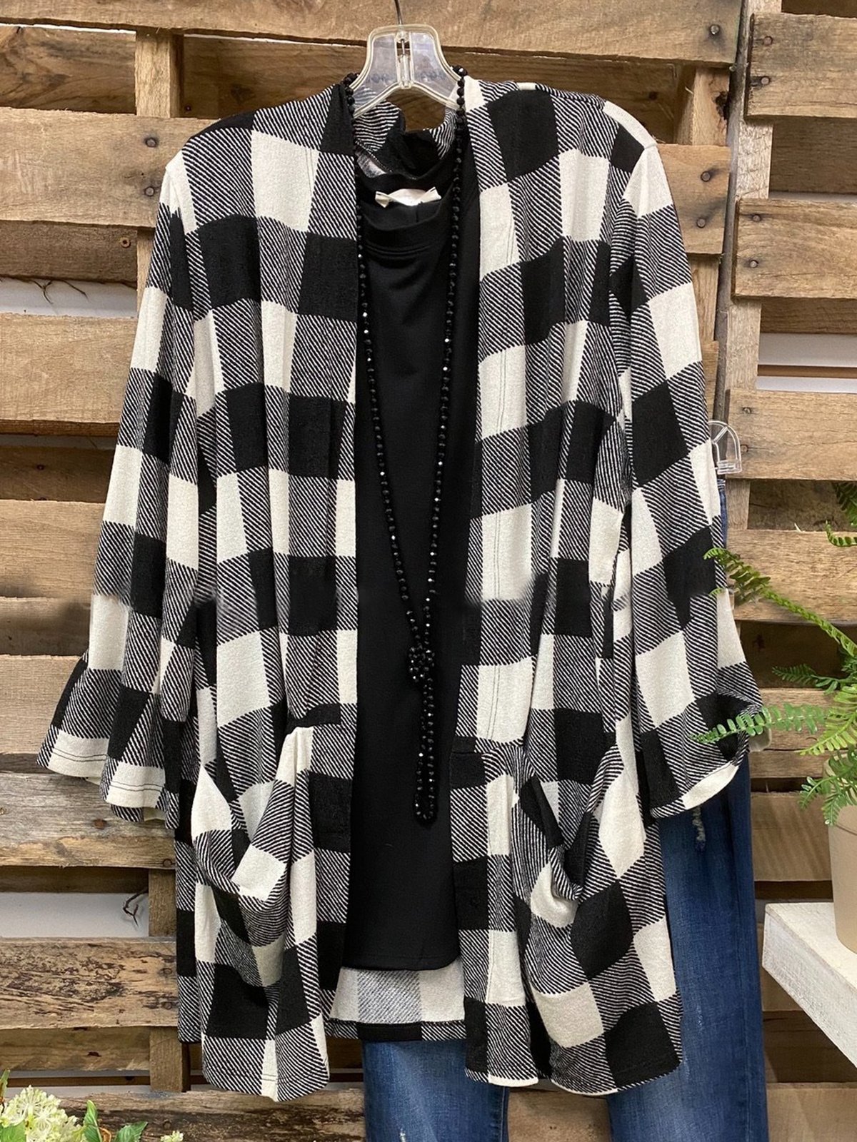 Black Cotton-Blend Long Sleeve Outerwear