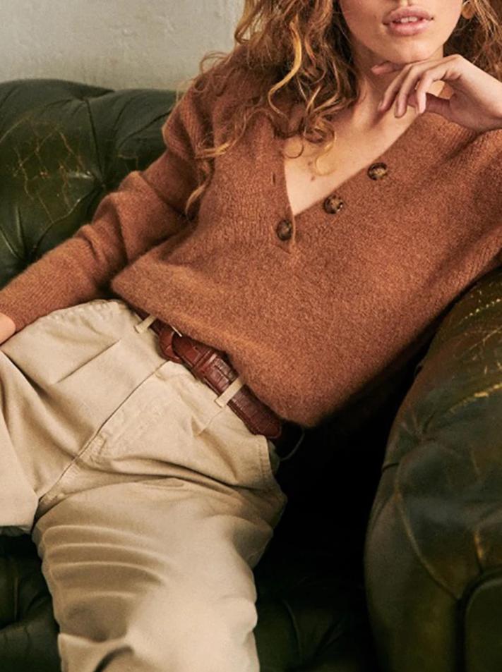 Womens Casual V Neck Long Sleeve Sweater