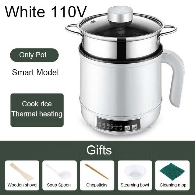 Multicooker Electric Skillet 1/2 Layer Stainless Steel Rice Cooker Hotpot Noodles Soup Pot Food Steamer