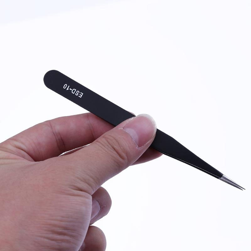 9pcs/lot Anti-static ESD Stainless Steel Tweezers for Phone Repairing Tools