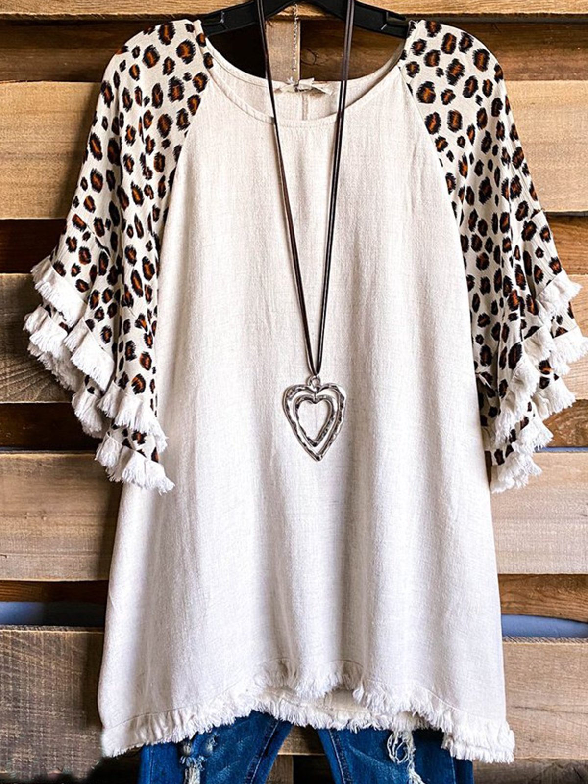 Casual Short Sleeve Round Neck Cotton-Blend Shirts & Tops