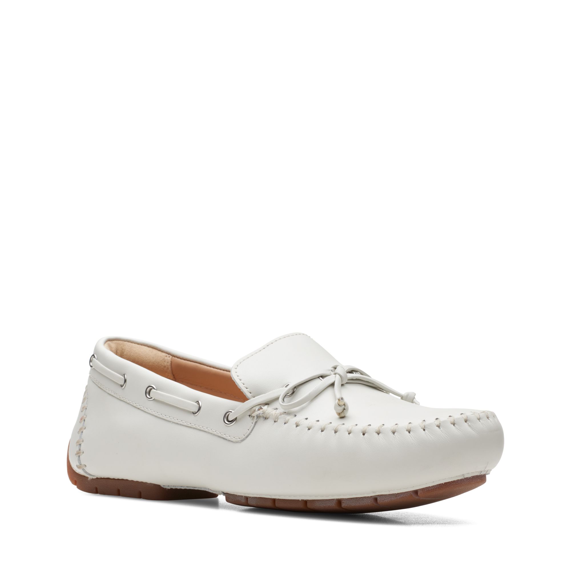 Women  C Mocc Tie White Leather