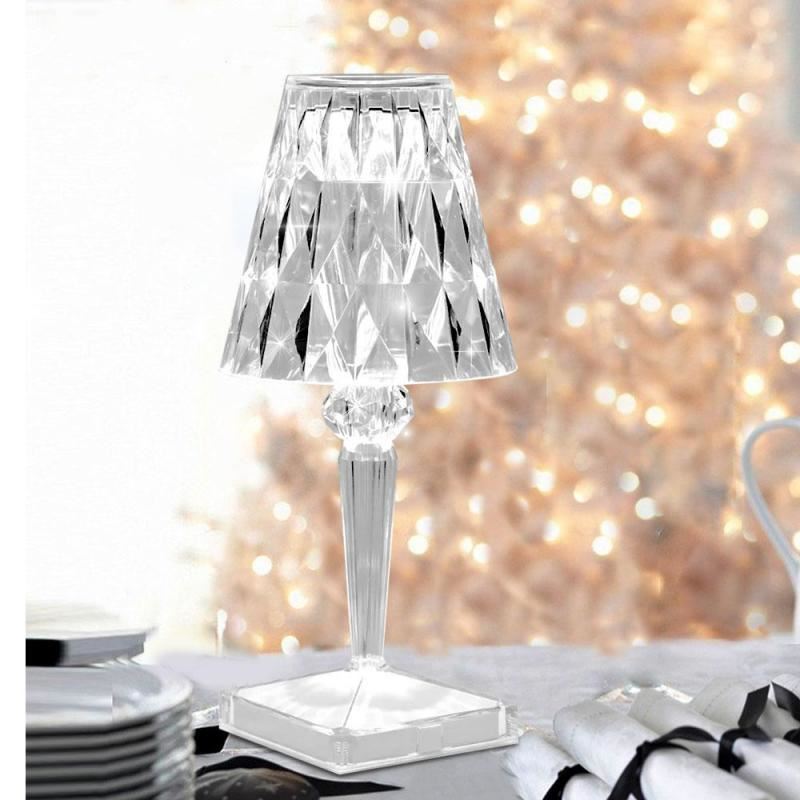 Retro Diamond Table Lamp Table Night Light Acrylic Desk Bedside Lounge Lamp