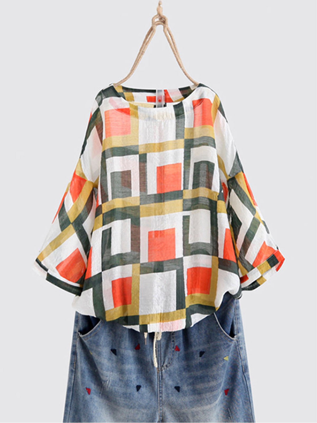 Casual Printed/dyed Round Neck Half Sleeve Shirts & Tops