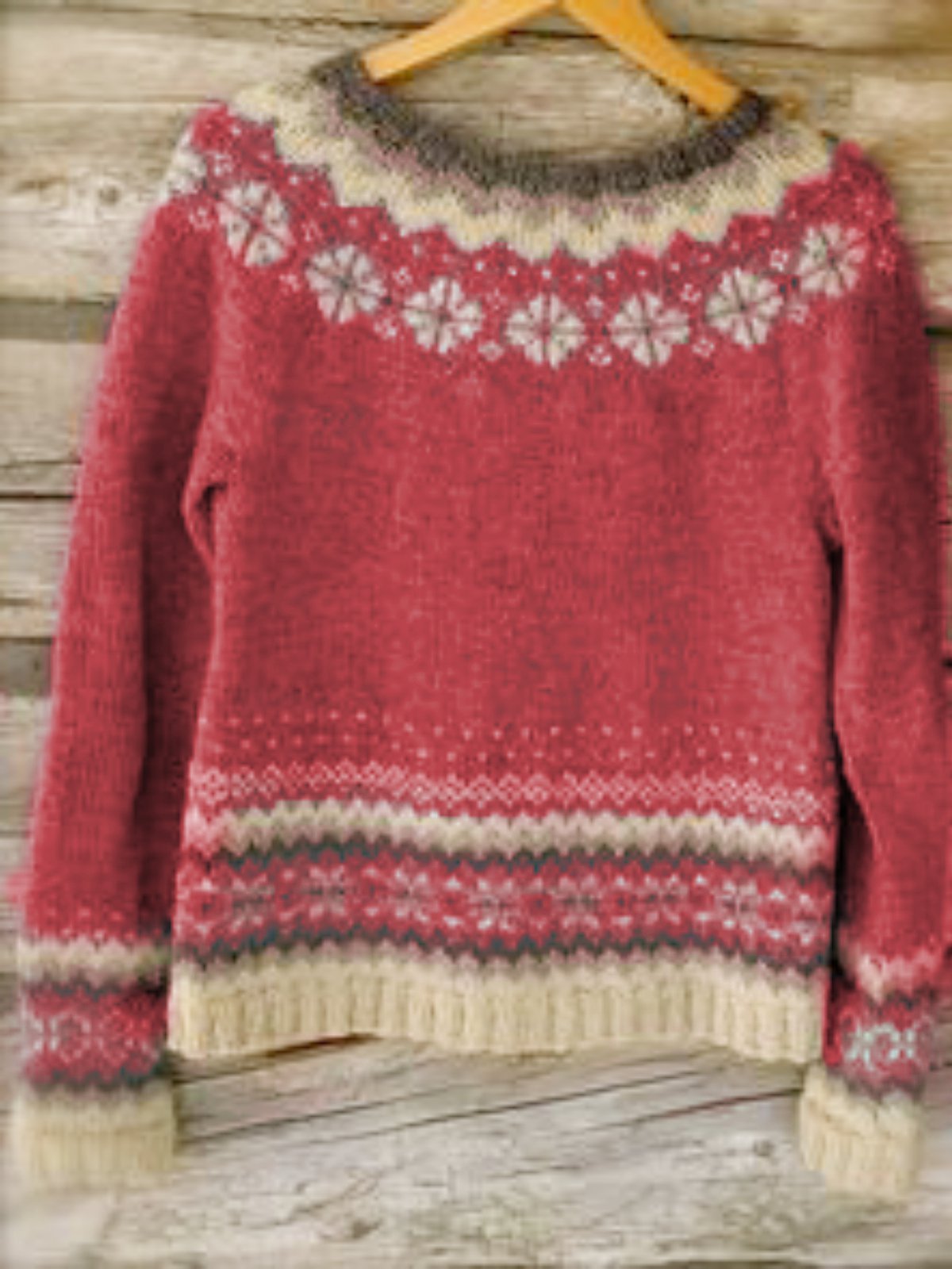 Long Sleeve Round Neck Cotton-Blend Vintage Sweaters