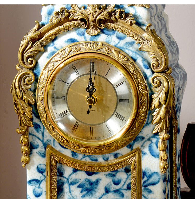 French candle holder blue and white European style retro pendant clock Mantel clock