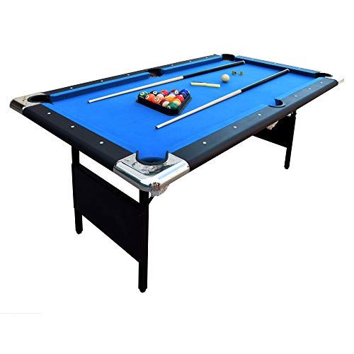 Portable 6-Ft Pool Table for Families w/Folding for Storage, Includes Balls, Cues&Chalk