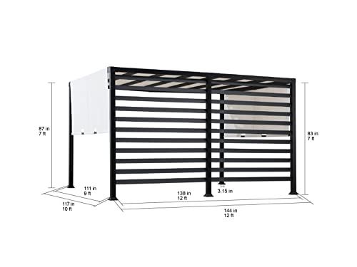 Sunjoy Maverick 10 ft. x 12 ft. Modern Steel Pergola with White Adjustable Shade
