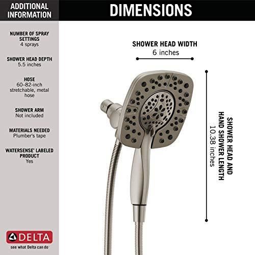 Hand Shower Head 1.75 GPM 4-Setting Combo, Stainless