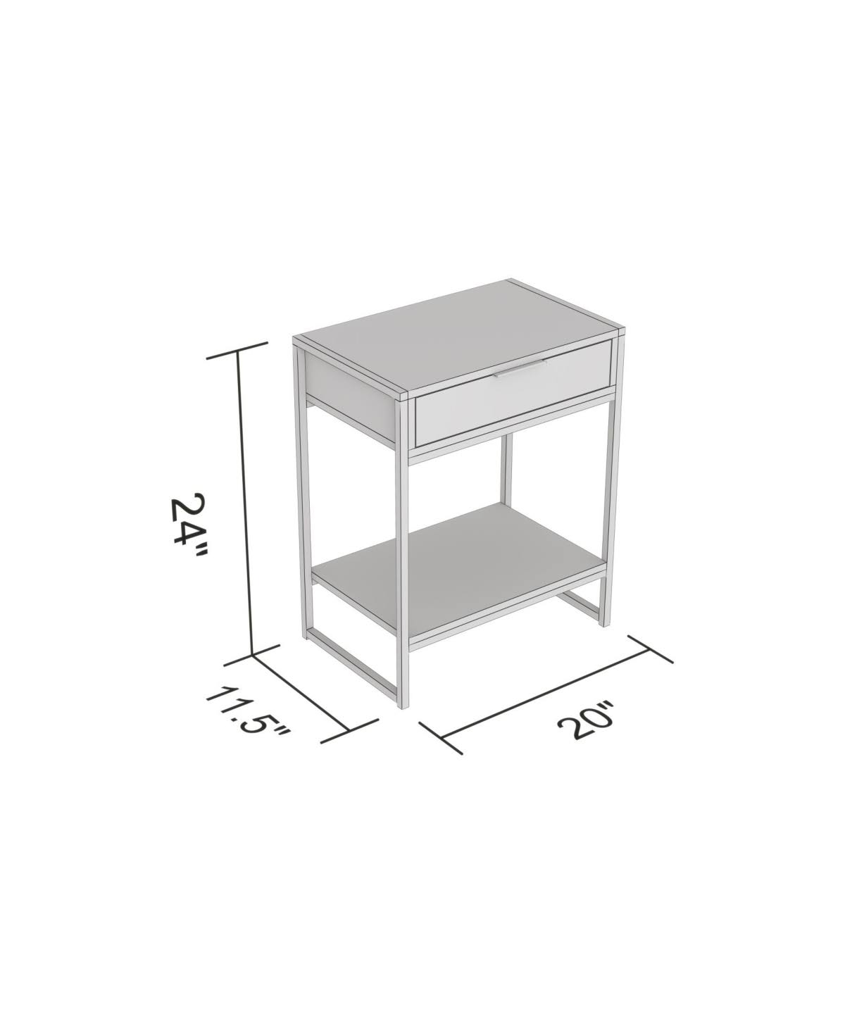 Safdie Co. Accent Metal Top Table with Drawer - Grey Cement