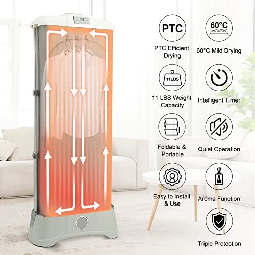 Clothes Dryer with PTC Drying & Intelligent Timer, 110V 600W Foldable Dryer