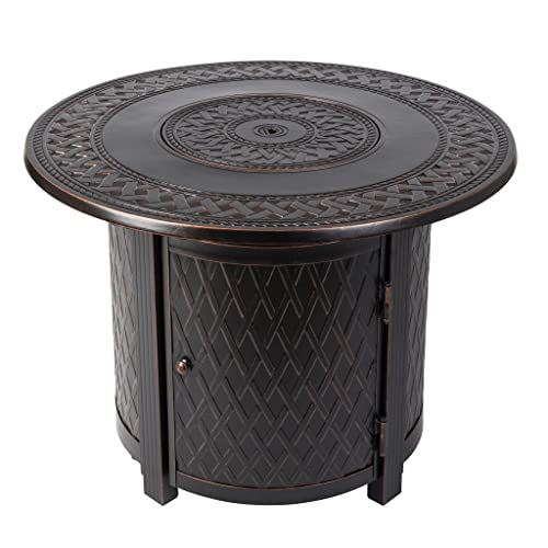 Fire Sense 62988 Wagner Aluminum Round LPG Fire 25000 BTU Pit Table �C Antique Bronze Finish