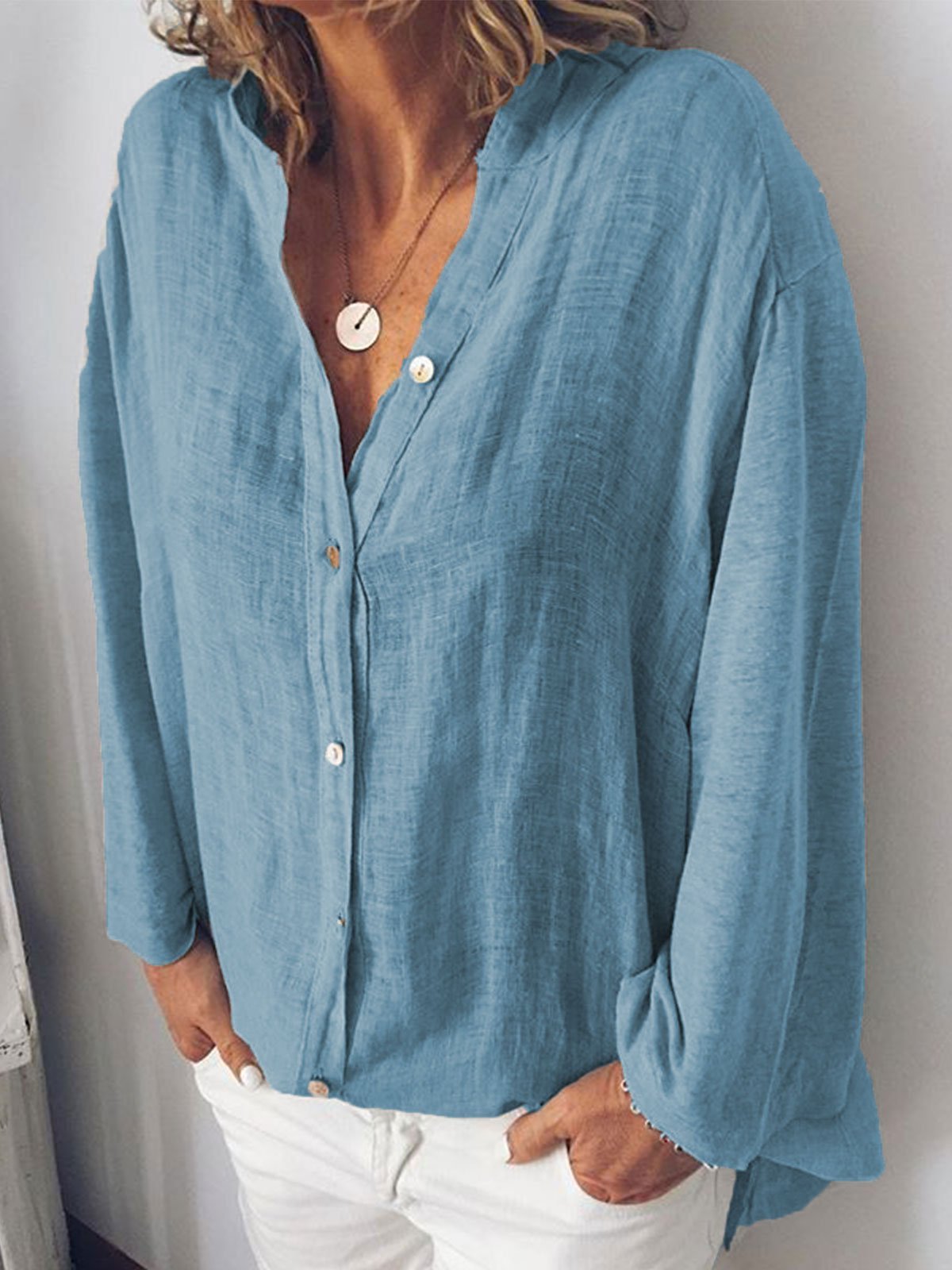 Long Sleeve Casual V Neck T-Shirts