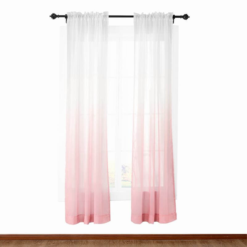 3 Inches Rod Pocket Gradient Ombre Sheer Curtain with 1 Inch Flange Tulle Gradual Sheer Drape HANNA