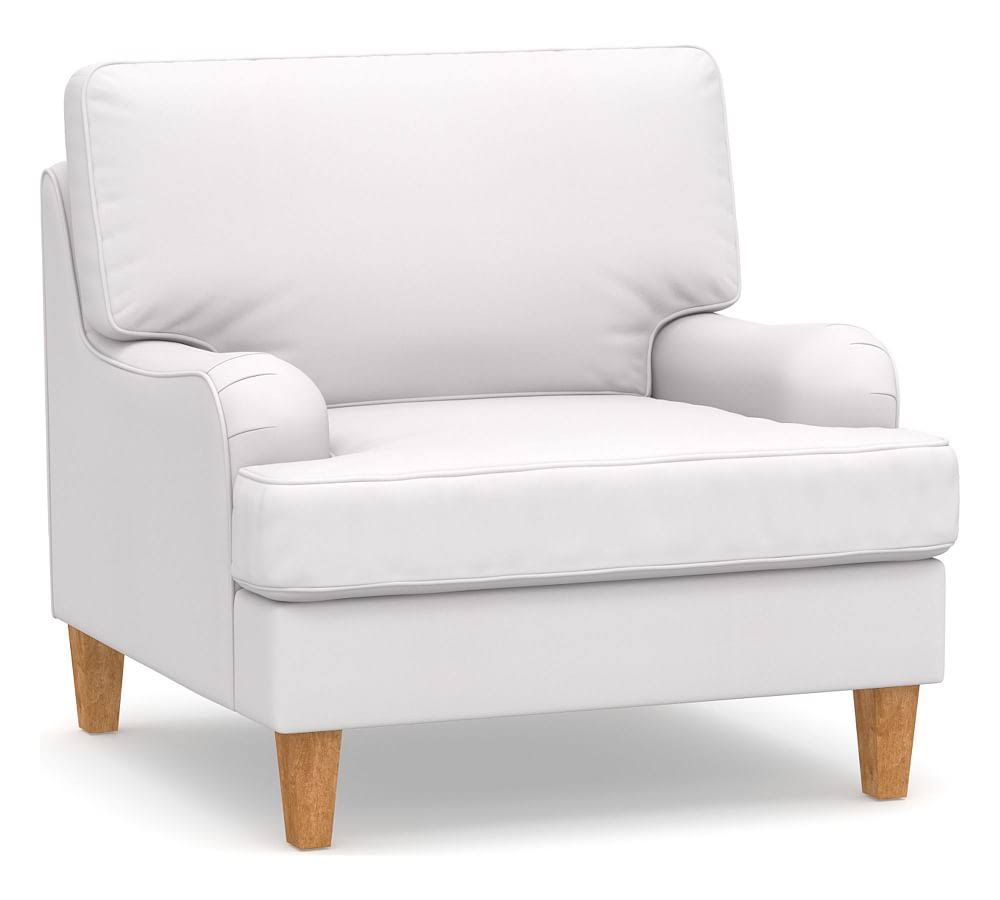 Soma Hawthorne English Arm Upholstered Armchair, Polyester Wrapped Cushions, Twill White - Furniture - Chairs - Pottery Barn