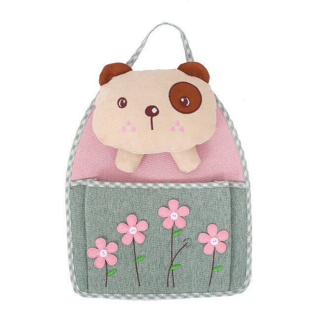 Cotton Linen Hanging Bag For Door Storage Pocket Sundries Wall Keys Holder Pouch Toy Organizer