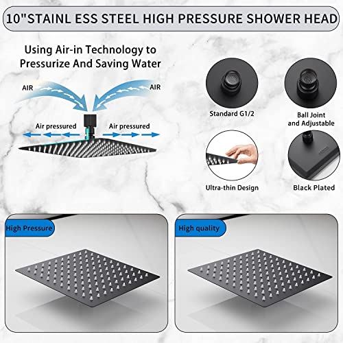 Black Shower Faucet GGStudy Bathroom Luxury Rain Mixer Shower Combo Set