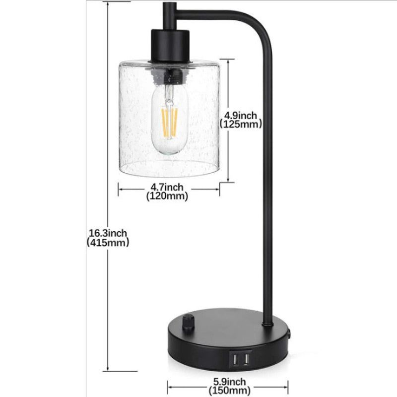 Table Lamp Double USB Wireless Charging Dimming Industrial Wind  Hot Bedside Lamp