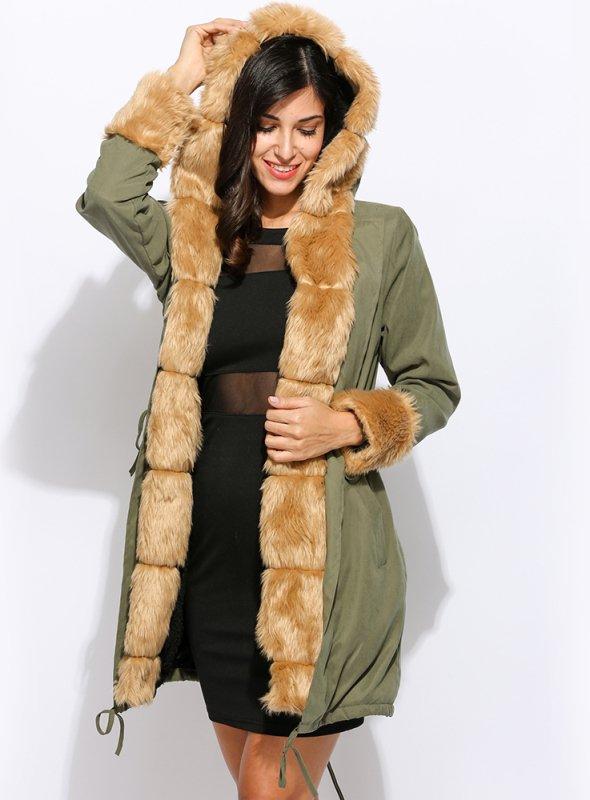 Cony Hair Warm Vintage Long Sleeve Hoodie Cotton Holiday Coat