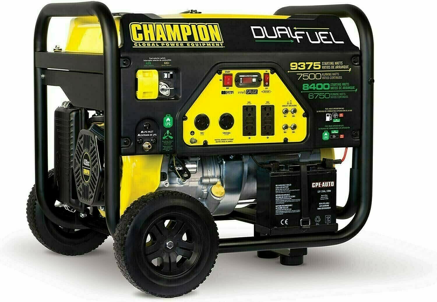 3800-Watt Dual Fuel RV Ready Portable Generator With Electric Start